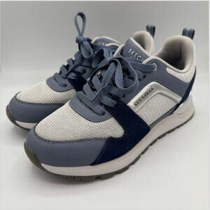 Skechers Runway Posh Gal Women’s Sneakers Size 7.5 Gray Navy Blue Mesh Leather